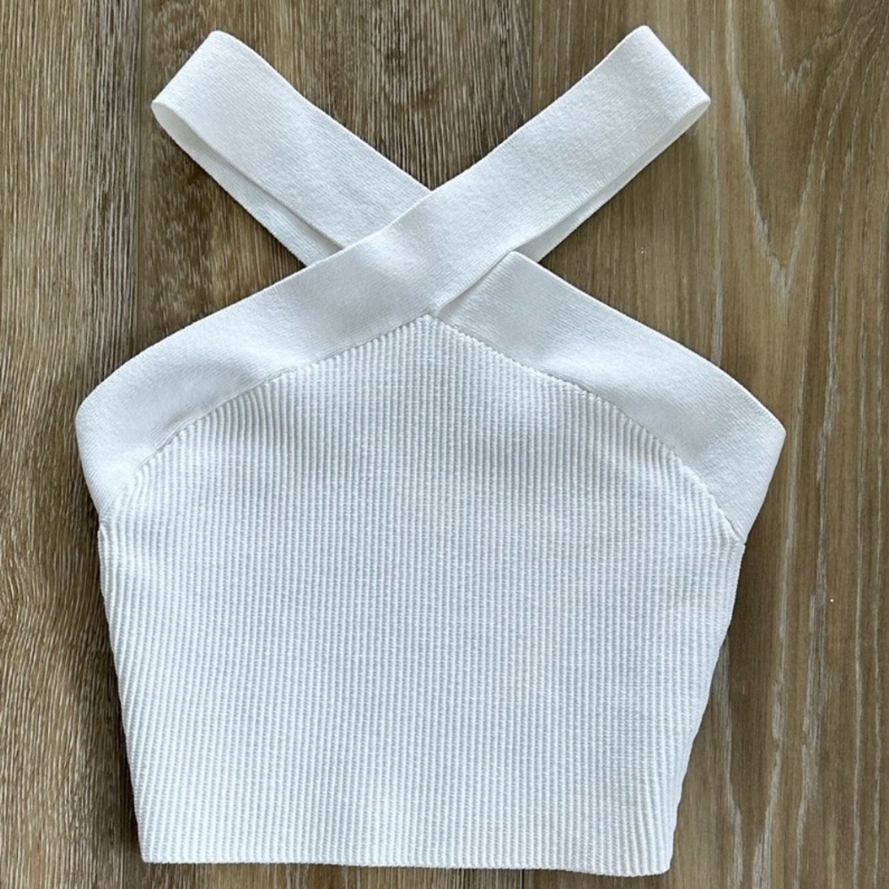 babaton sculpt knit criss cross top
